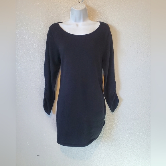 💚5/$25 United States Sweaters Black Runched Zipper Detailed Long Knit Sweater - Picture 1 of 6